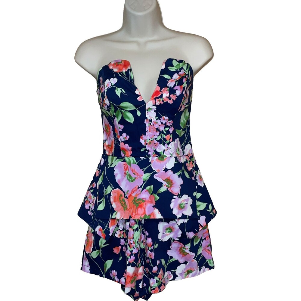 Womens NWT Angel Biba Blue Flowery Romper sz 10